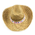 Hi-Top Cowboy Cowgirl Straw Hat with vinyl band LOGO